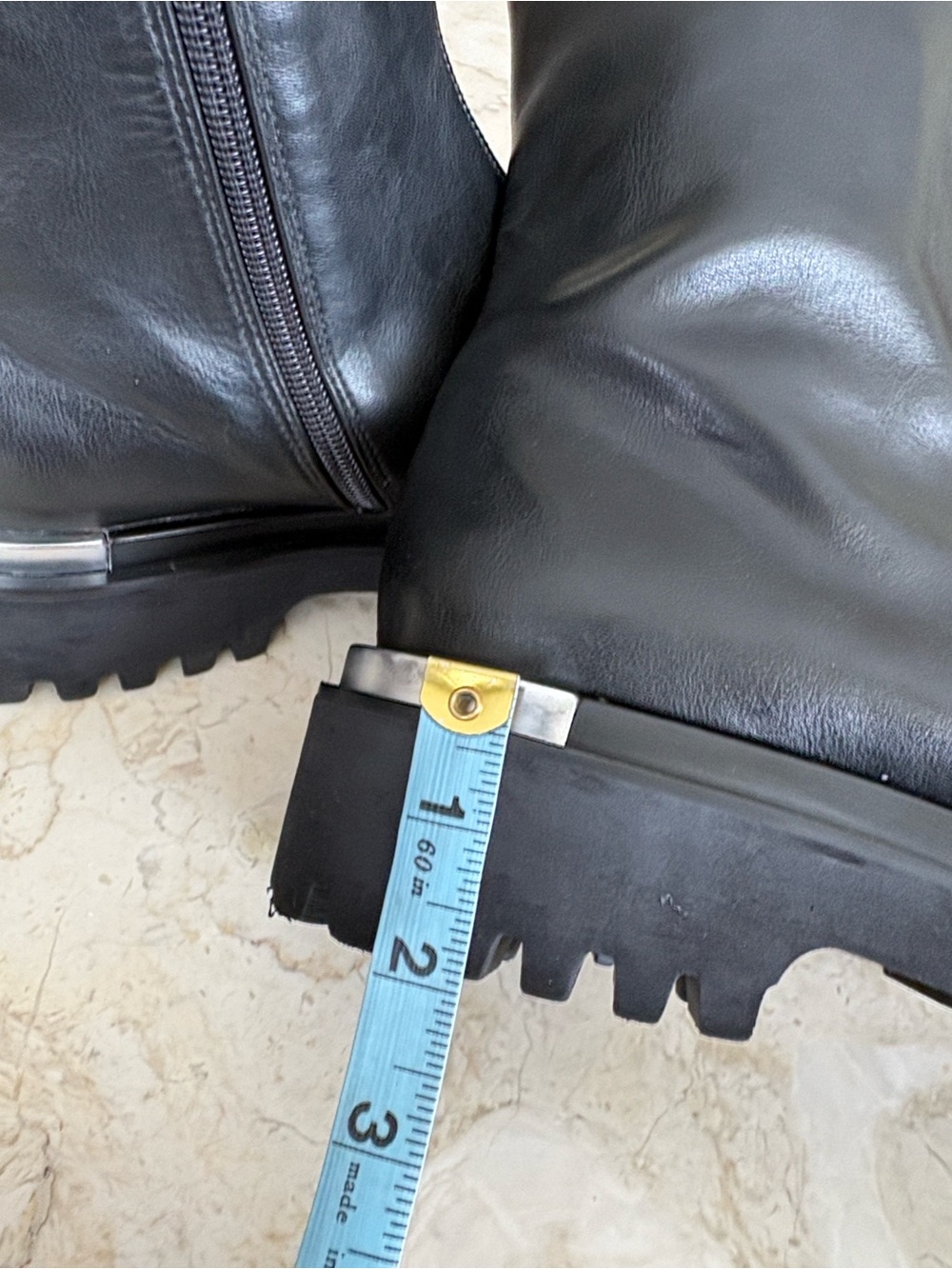 B2 “Devout” Black Leather Combat Boot Square Toe Silver Metal Tip Platform Boots - Picture 12 of 14